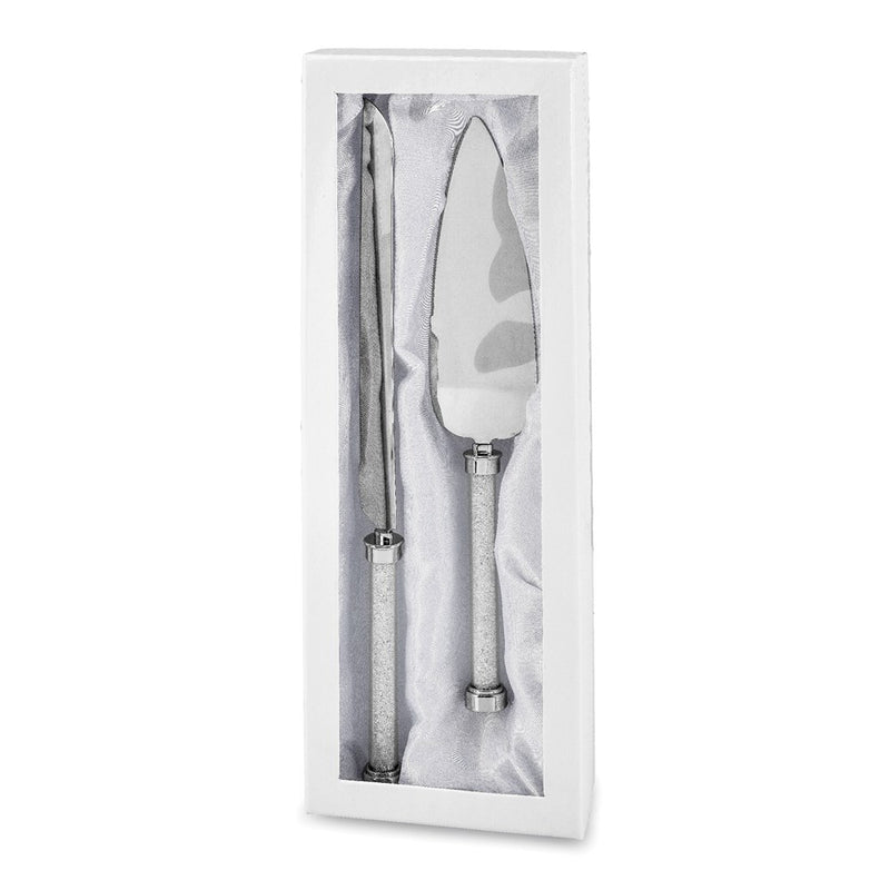 Luxury Giftware Nickel-plated Stainless Steel Knife and Server Set with Crystal-filled Handles