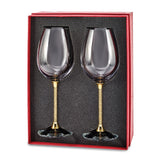 Luxury Giftware Set of 2 Wine Glasses with 24k Gold Flake Filled Stems with Gift Bag