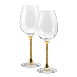 Luxury Giftware Set of 2 Wine Glasses with 24k Gold Flake Filled Stems with Gift Bag