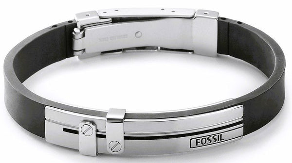 Fossil PU Stainless Steel And Black Rubber Bracelet JF85096040 For Men