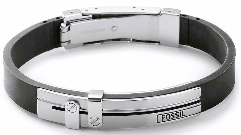 Fossil PU Stainless Steel And Black Rubber Bracelet JF85096040 For Men