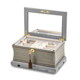 Luxury Giftware Grey Veneer and Painted Finish Locking Wooden Jewelry Box