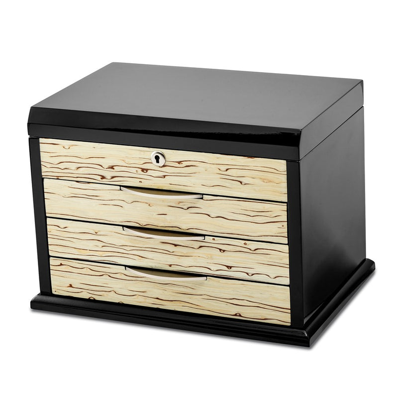 Black Oak Veneer w/Iced Maple Veneer Front Jewelry Chest