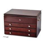 Cherry Matte Finish Poplar Veneer 3-drawer Jewelry Chest