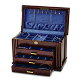 Matte Rosewood Burlwood Finish Locking Jewelry Box