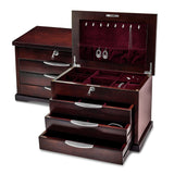 Matte Finish Ebony Veneer 3-Drawer Musical Jewelry Box