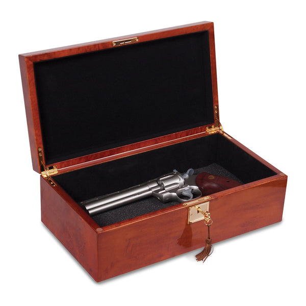 Luxury Giftware Mapa Burlwood Veneer High Gloss Finish Multi Use Locking Collector Box