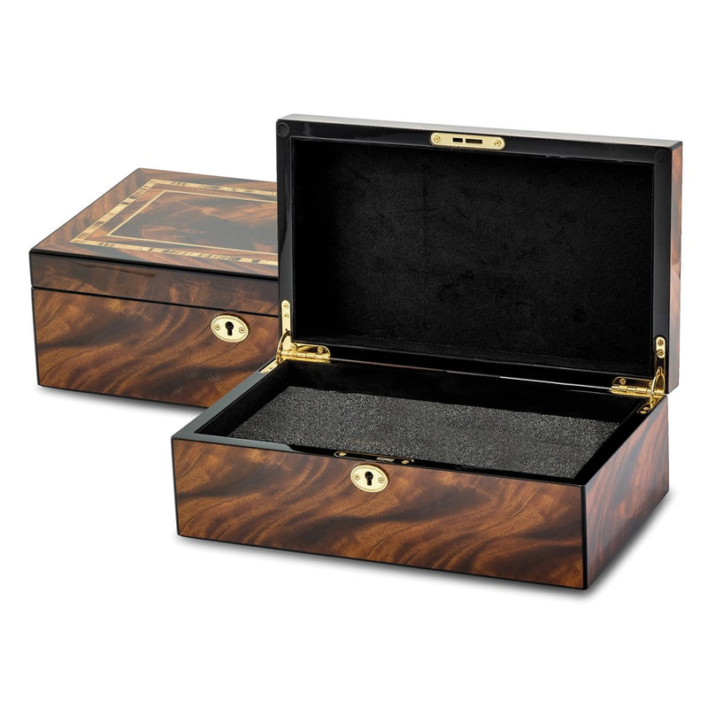 Tiger Wood Veneer High Gloss Finish Multi Use Locking Collector Box