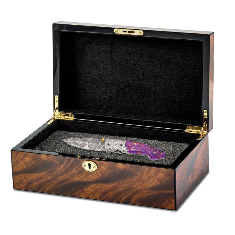 Tiger Wood Veneer High Gloss Finish Multi Use Locking Collector Box