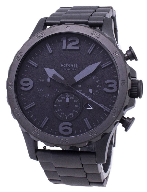 Fossil Nate Chronograph Black Dial Black Ion-plated JR1401 Men’s Watch