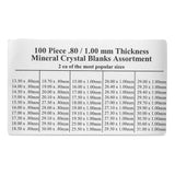 100-piece .80 & 1.00mm Mineral Crystal Blanks Assortment