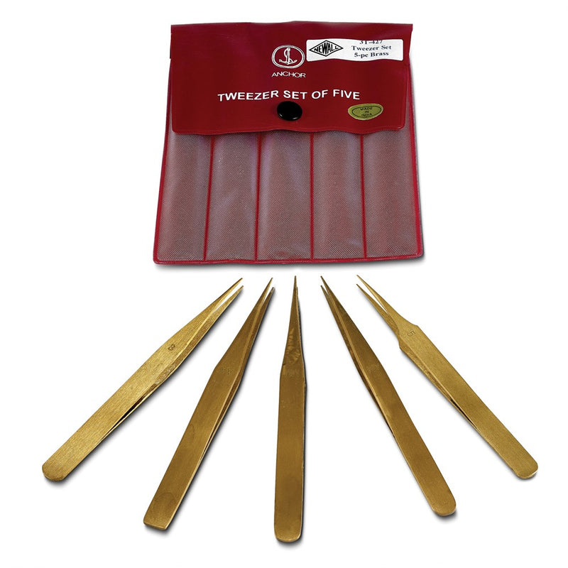 5-Piece Brass Tweezer Set