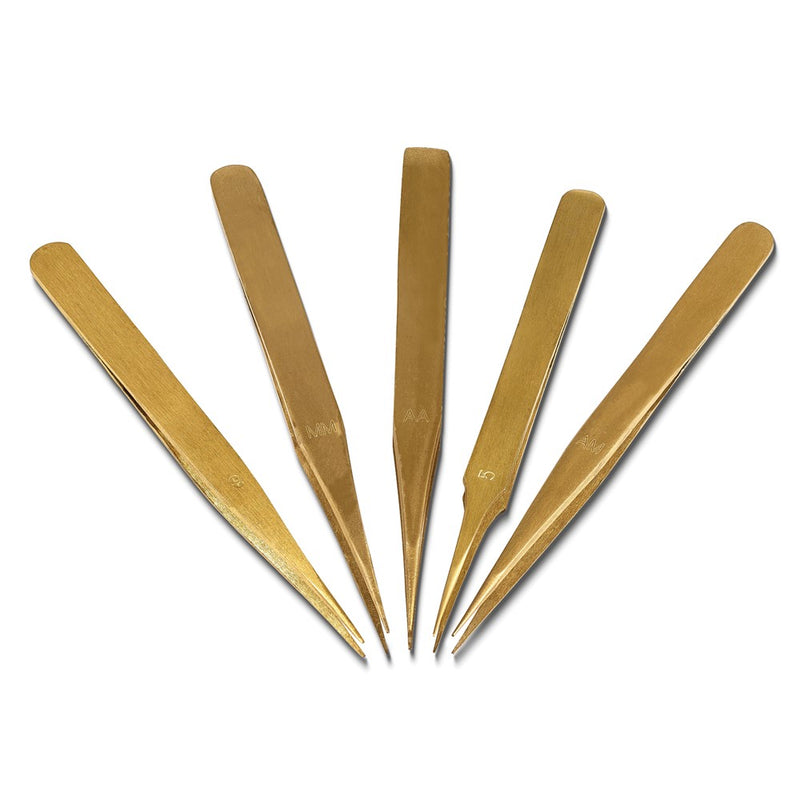 5-Piece Brass Tweezer Set