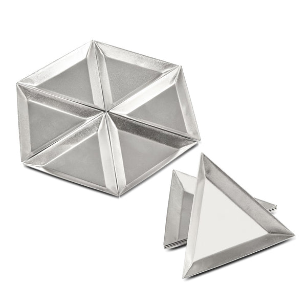 Pkg/12 Aluminum 3 inch Slanted Sides Triangle Trays