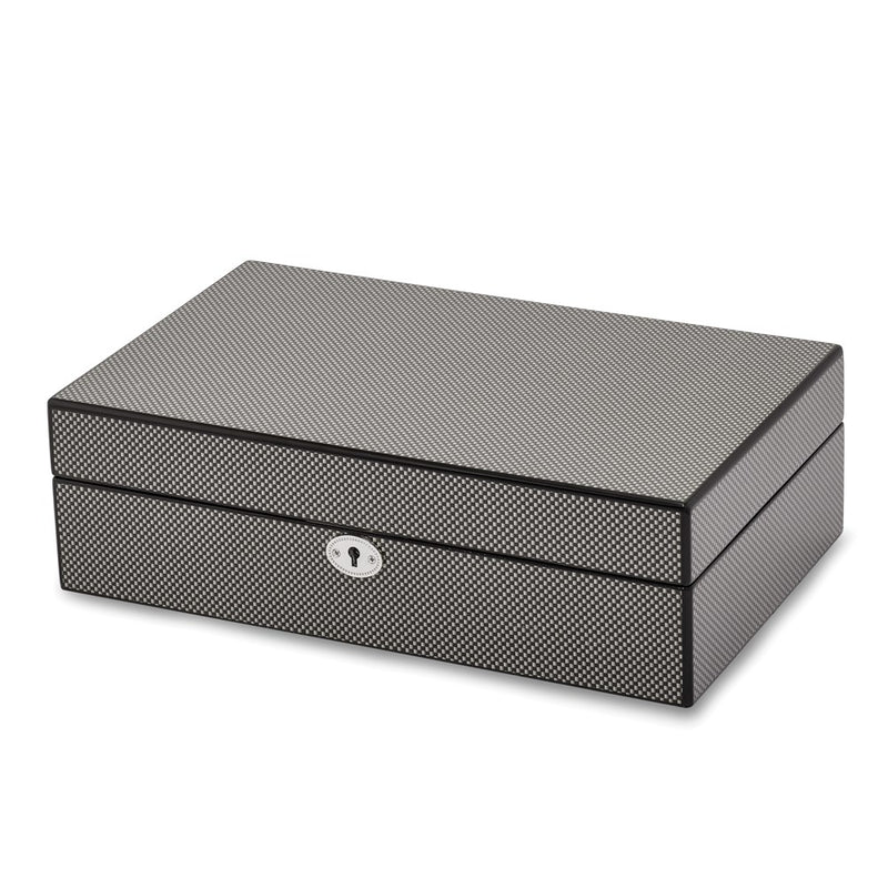 High Gloss Black Carbon Fiber Patterned 10-Watch Case