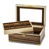 South American Vine Matte Veneer Glass Lid Locking Watch Case