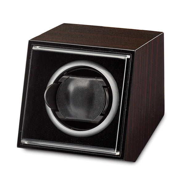 Luxury Giftware Ebony Finish Wood Acrylic Window Single Watch Winder