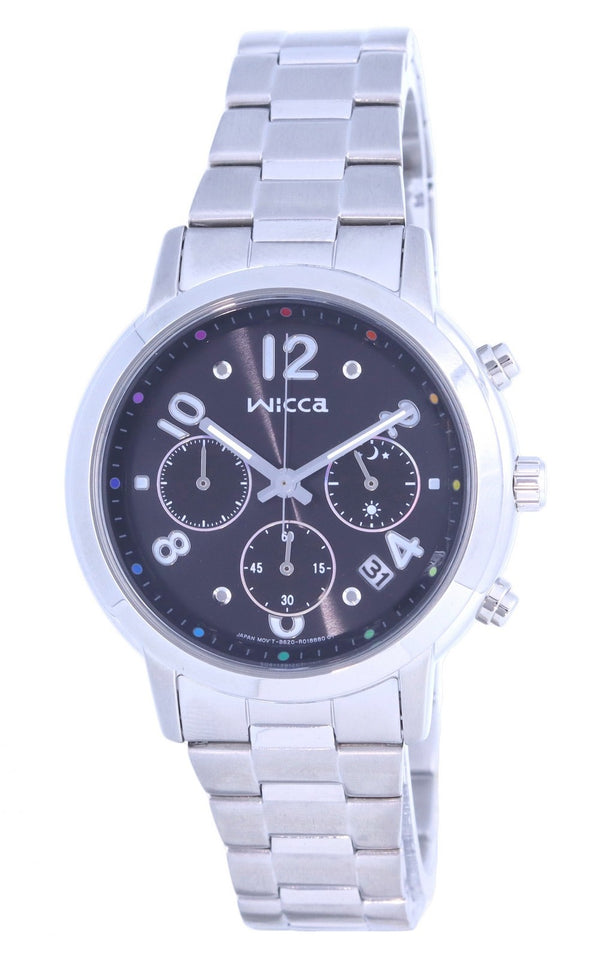 Citizen Wicca Chronograph Stainless Steel Black Dial Solar KF5-012-53.G Women's Watch