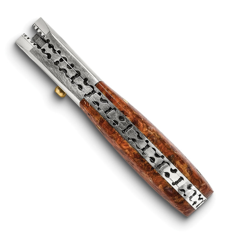 Luxury Giftware Damascus Steel 256 Layer Folding Compressed Red Coral Chips Handle Knife with Leather Sheath and Wooden Gift Box