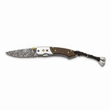 Luxury Giftware Damascus Steel 256 Layer Folding Blade Chinar Wood Handle Knife with Leather Sheath and Wooden Gift Box