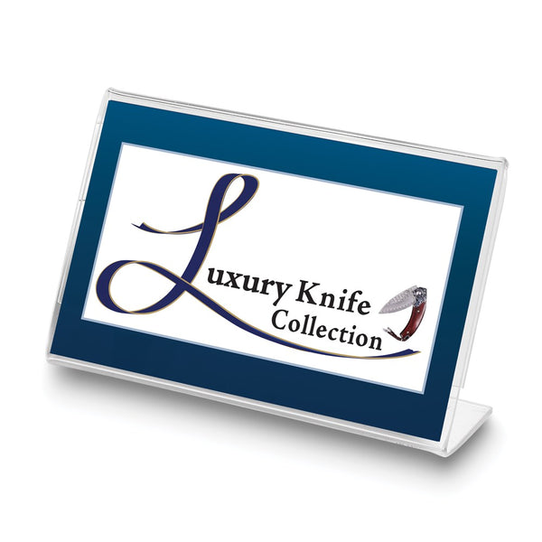 Luxury Giftware Acrylic L-frame Luxury Knives by Jere Logo Signage