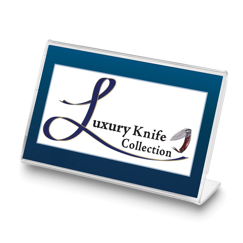 Luxury Giftware Acrylic L-frame Luxury Knives by Jere Logo Signage