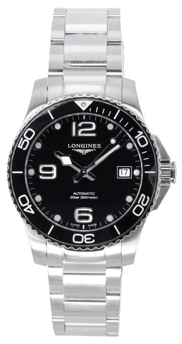 Longines HydroConquest Stainless Steel Black Dial Automatic Diver's L3.780.4.56.6 300M Men's Watch