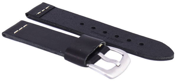 Black Ratio Brand Leather Watch Strap 22mm