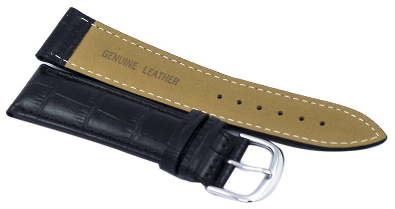 Black Ratio Brand Leather Watch Strap 22mm