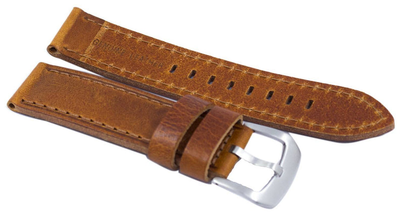 Brown Ratio Brand Leather Watch Strap 22mm For SKX007 SKX009 SKX011 SNZG07 SNZG015