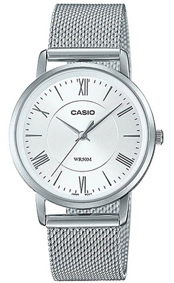 Casio Analog Silver Dial Stainless Steel Quartz LTP-B110M-7A LTPB110M-7 Women's Watch