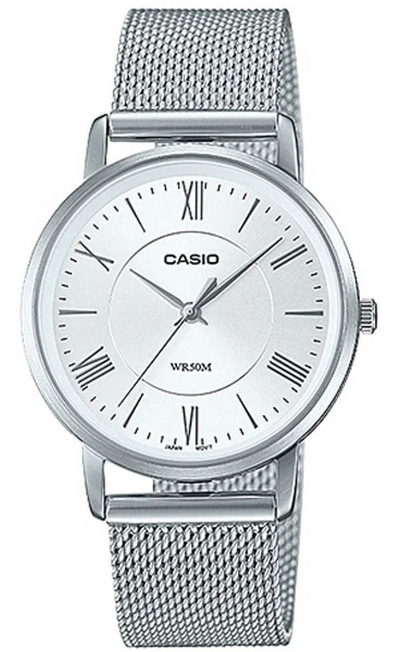 Casio Analog Silver Dial Stainless Steel Quartz LTP-B110M-7A LTPB110M-7 Women's Watch