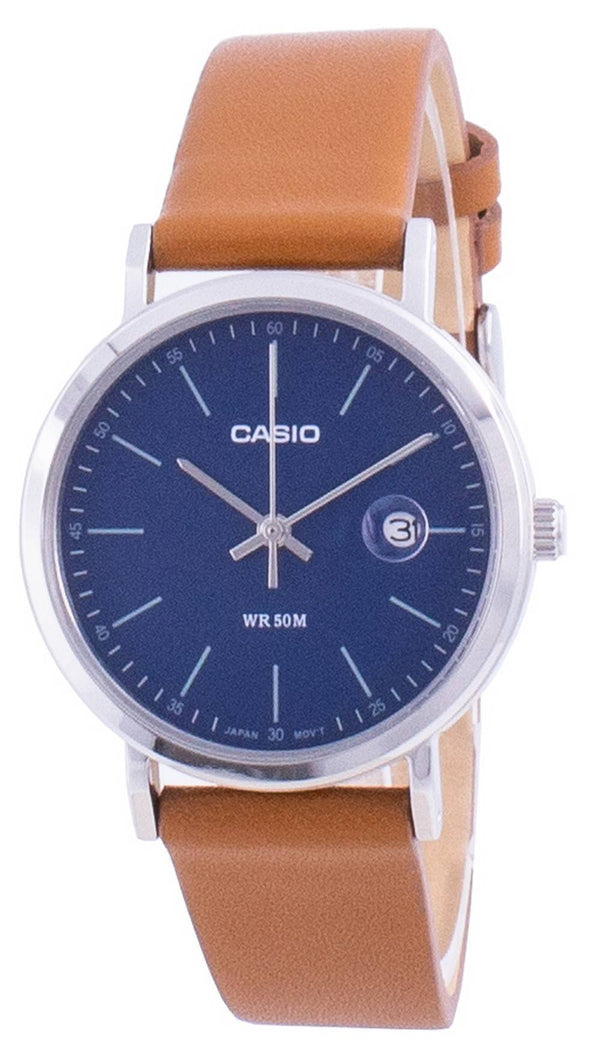 Casio Analog Blue Dial Leather Strap LTP-E175L-2E LTPE175L-2 Women's Watch