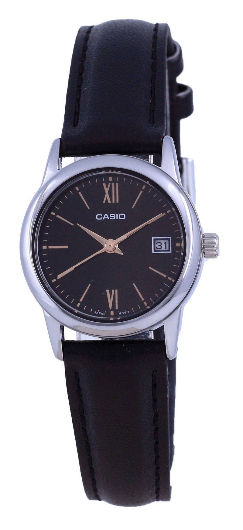 Casio Black Dial Stainless Steel Analog Quartz LTP-V002L-1B3 LTPV002L-1 Women's Watch
