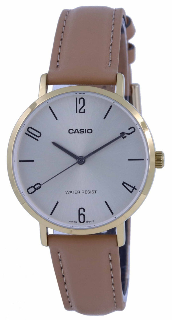 Casio Standard Leather Strap Analog Quartz LTP-VT01GL-9B2 LTPVT01GL-9 Women's Watch