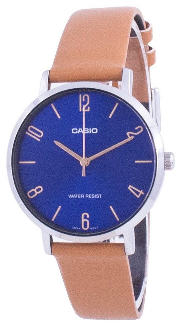 Casio Blue Dial Leather Strap Quartz LTP-VT01L-2B2 LTPVT01L-2B2 Women's Watch