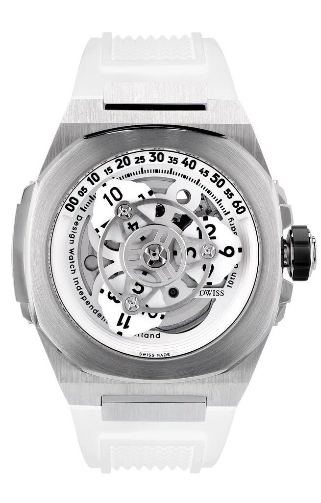 DWISS M3W Wandering Hours Display 10th Anniversary Special Edition Automatic Diver's M3W-WHITE-RUBBER 200M Men's Watch