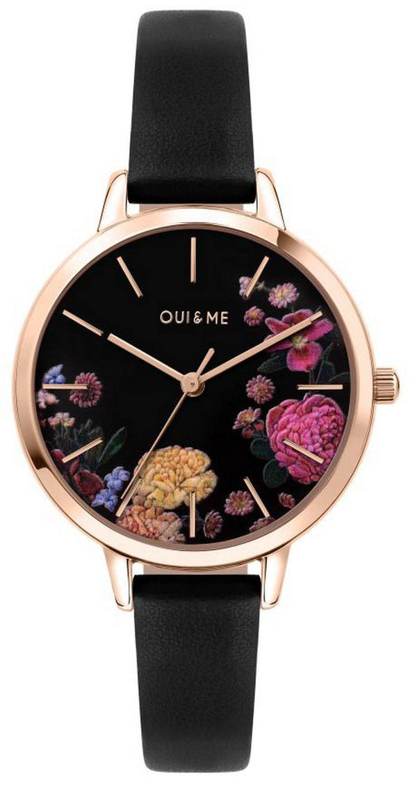 Oui  Me Fleurette Black Dial Leather Strap Quartz ME010101 Women's Watch