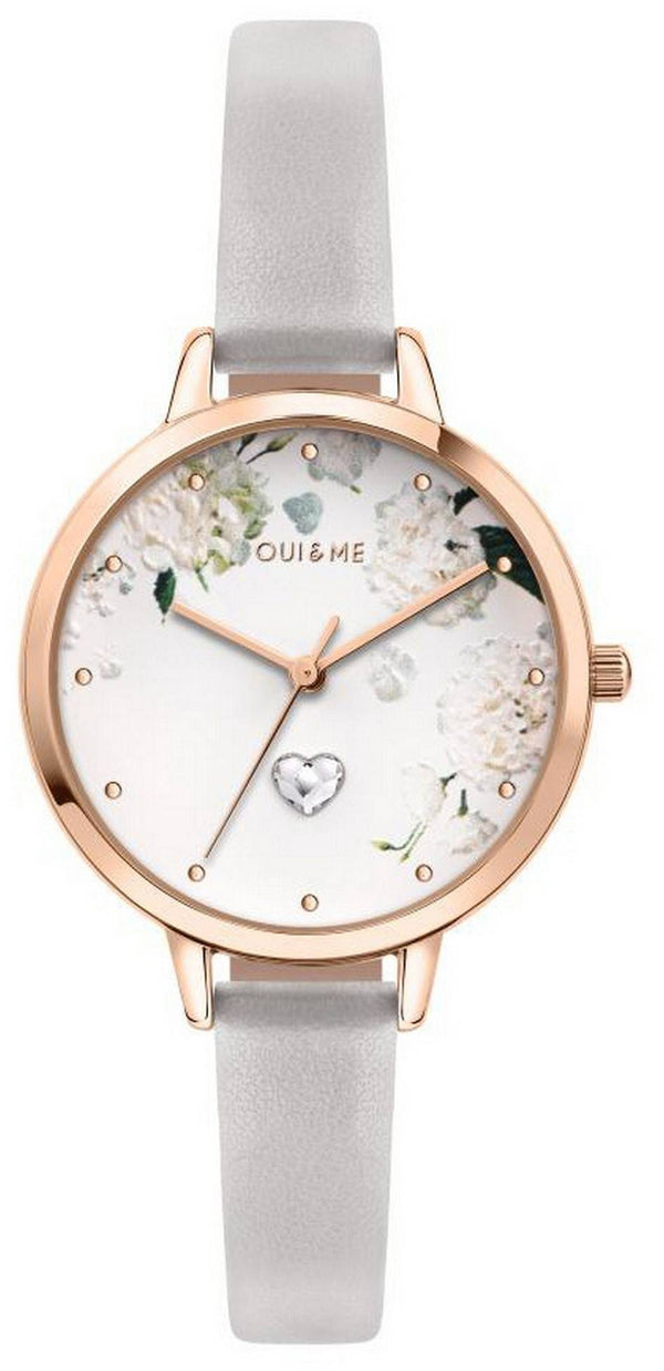 Oui & Me Petite Fleurette White Matt Dial Leather Strap Quartz ME010139 Women's Watch