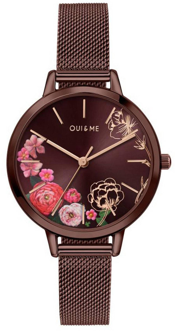 Oui & Me Fleurette Burgundy Sunray Dial Stainless Steel Quartz ME010159 Women's Watch