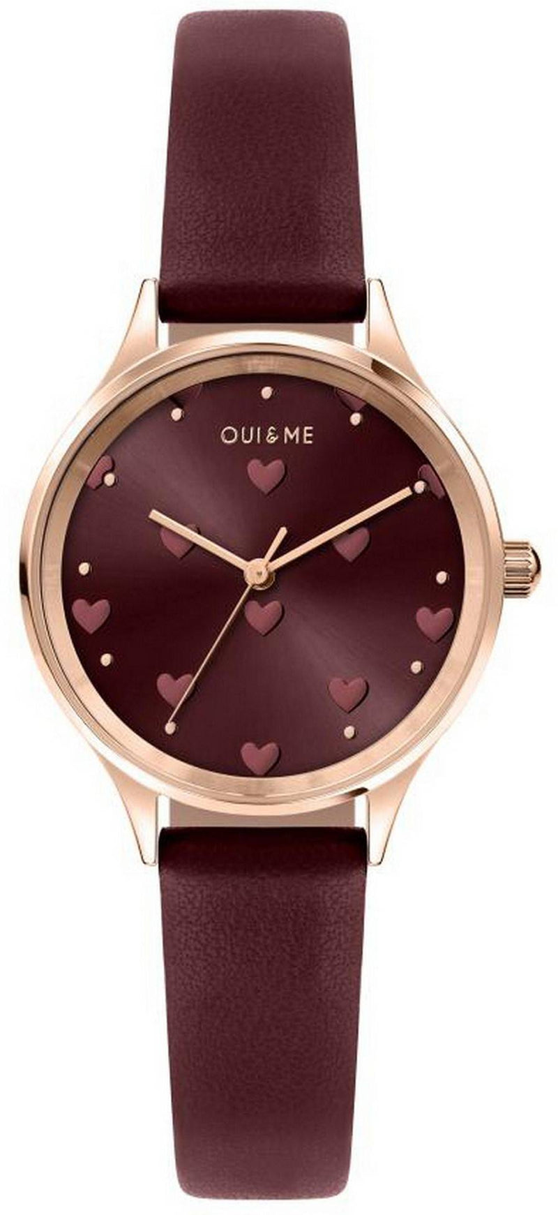 Oui  Me Bichette Burgundy Sunray Dial Leather Strap Quartz ME010170 Women's Watch