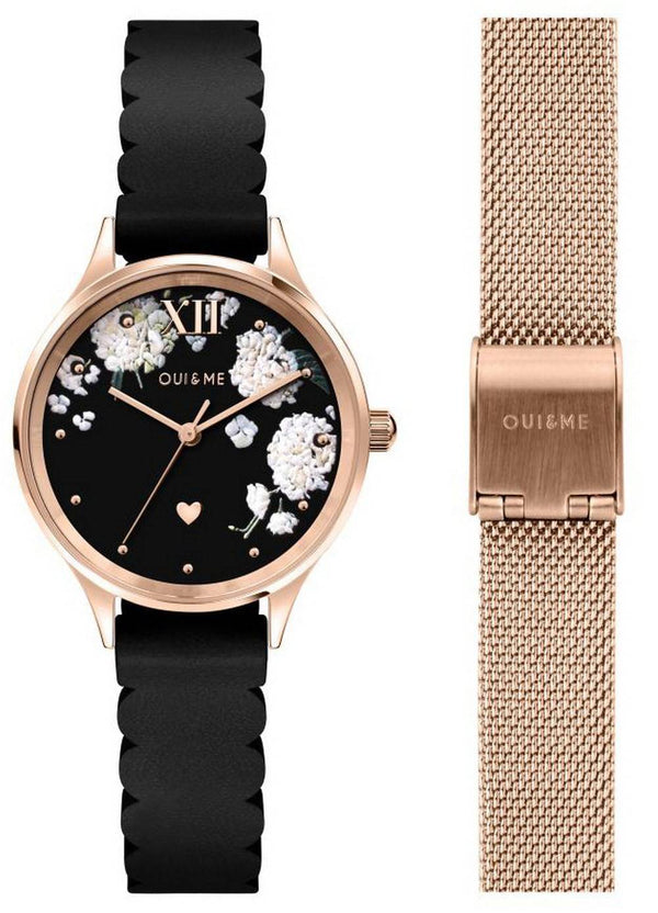 Oui & Me Bichette Black Matt Dial Leather Strap Quartz ME010241 Women's Watch