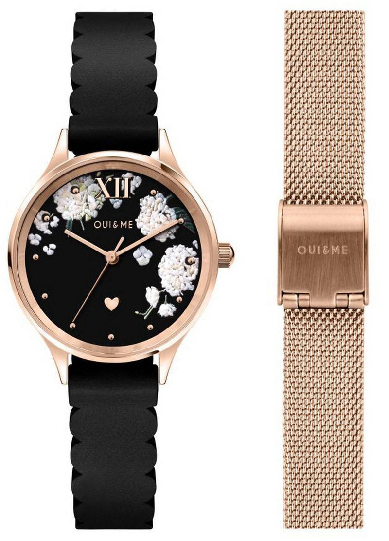 Oui & Me Bichette Black Matt Dial Leather Strap Quartz ME010241 Women's Watch