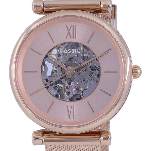 Fossil Carlie Rose Gold Tone Stainless Steel Automatic ME3175