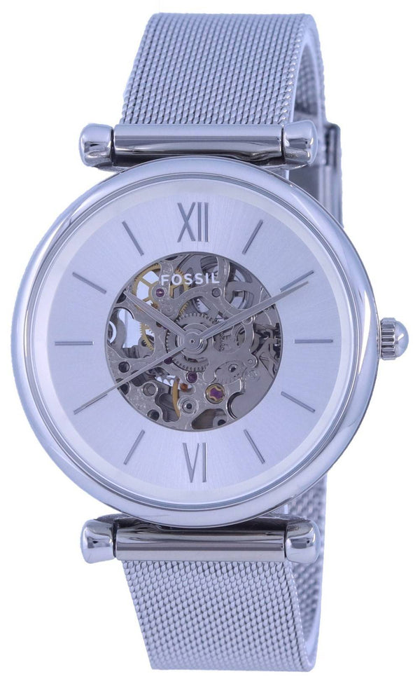 Fossil Carlie Silver Dial Stainless Steel Automatic ME3176 Women's Watch