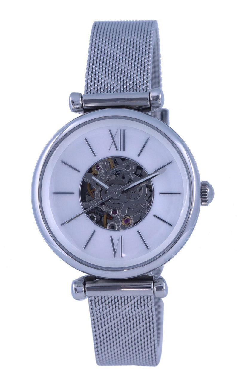 Fossil Carlie Mini Skelton Mother Of Pearl Dial Automatic ME3189 Women's Watch
