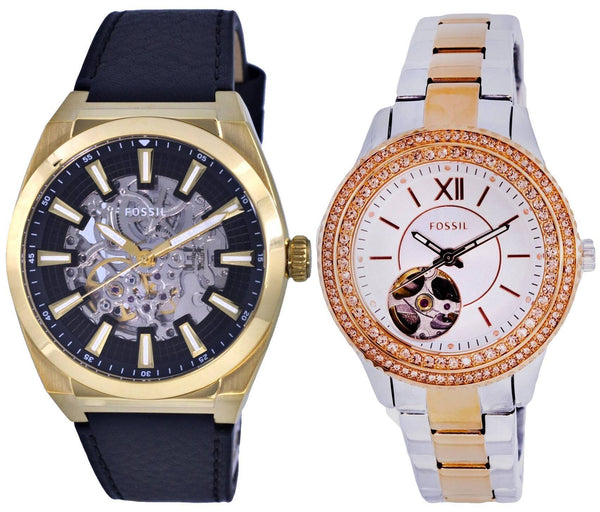 Fossil Analog Automatic Men's And Women's Watch Combo Set - ME3208 - ME3214