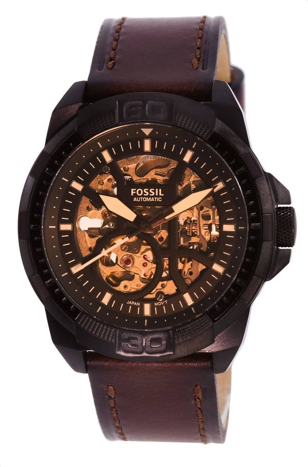 Fossil Bronson Leather Skeleton Dial Automatic ME3219 Men's Watch