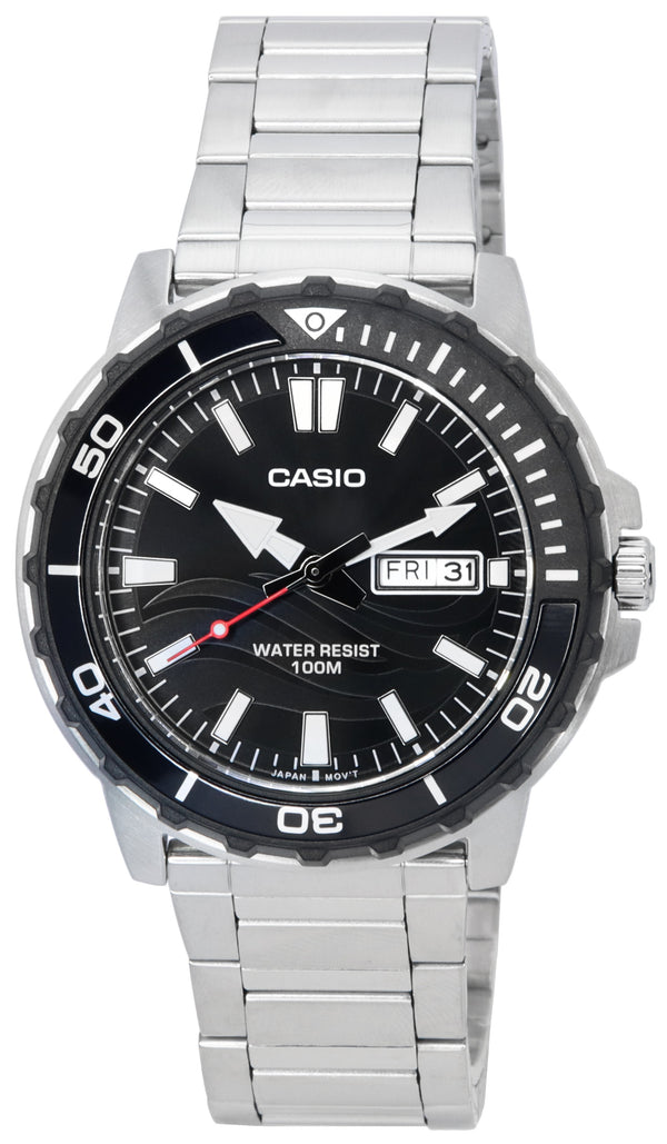 Casio Enticer Standard Analog Black Dial Quartz MTD-125D-1A1 MTD125D-1A1 100M Men's Watch