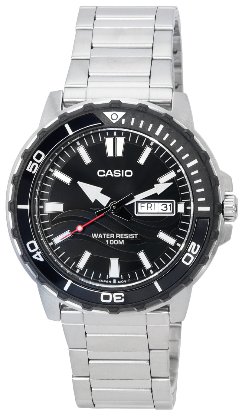 Casio Enticer Standard Analog Black Dial Quartz MTD-125D-1A1 MTD125D-1A1 100M Men's Watch